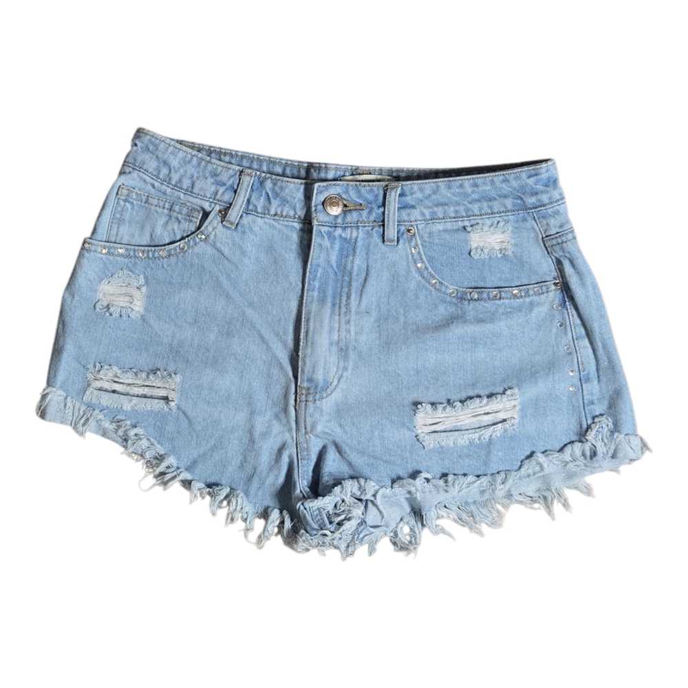 Forever 21 Blue Jean Shorts High-Waisted Distressed